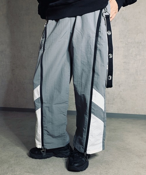 Re:CRYPT(リクリプト)の「メッシュ切替ラインナイロンワイドパンツ / センタージップ ウエストゴム(その他パンツ・レディース・グレー/ブラック・F)」の21枚目の写真