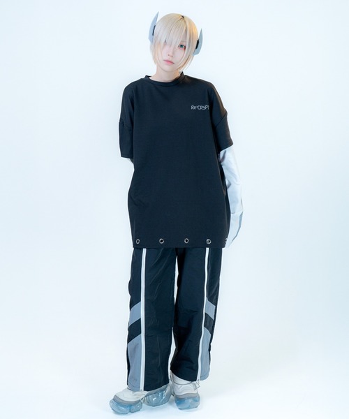 Re:CRYPT(リクリプト)の「メッシュ切替ラインナイロンワイドパンツ / センタージップ ウエストゴム(その他パンツ・レディース・グレー/ブラック・F)」の18枚目の写真