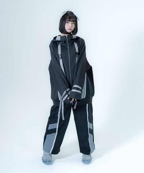 Re:CRYPT(リクリプト)の「メッシュ切替ラインナイロンワイドパンツ / センタージップ ウエストゴム(その他パンツ・レディース・グレー/ブラック・F)」の16枚目の写真