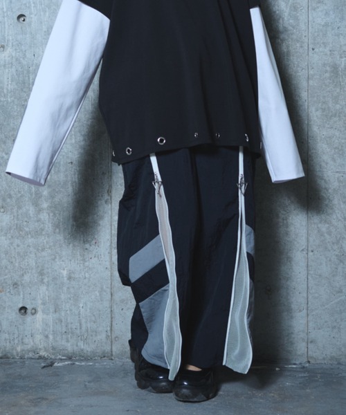 Re:CRYPT(リクリプト)の「メッシュ切替ラインナイロンワイドパンツ / センタージップ ウエストゴム(その他パンツ・レディース・グレー/ブラック・F)」の20枚目の写真