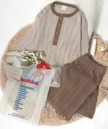 Healthknit（ヘルスニット）の「Healthknit（ヘルスニット）針抜きテレコヘンリーネックロンT＆イージーパンツ セットアップ シアーバッグ付/ルームウェア/パジャマ（ルームウェア/パジャマ・レディース）」