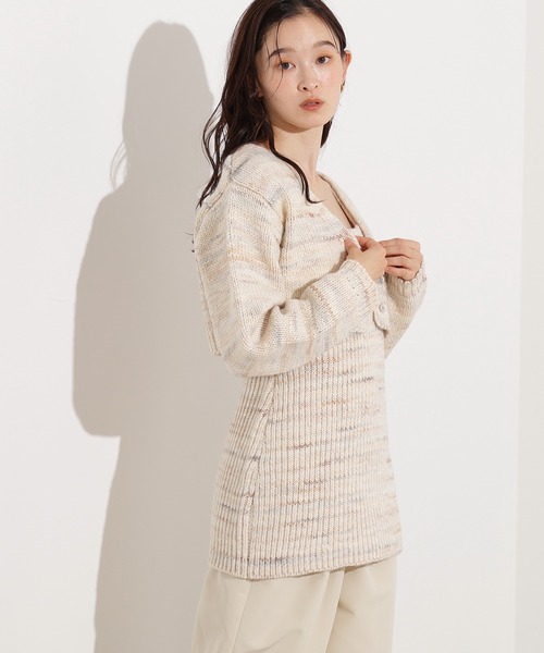 N.(N. Natural Beauty Basic)(エヌエヌナチュラルビューティーベーシック)の「ミックスカラーチュニック&ショートカーディガン(アンサンブル・レディース・チャコールグレー/ベージュ・MEDIUM)」の10枚目の写真