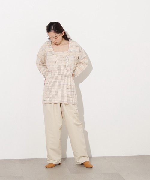 N.(N. Natural Beauty Basic)(エヌエヌナチュラルビューティーベーシック)の「ミックスカラーチュニック&ショートカーディガン(アンサンブル・レディース・チャコールグレー/ベージュ・MEDIUM)」の11枚目の写真