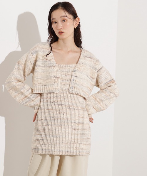 N.(N. Natural Beauty Basic)(エヌエヌナチュラルビューティーベーシック)の「ミックスカラーチュニック&ショートカーディガン(アンサンブル・レディース・チャコールグレー/ベージュ・MEDIUM)」の12枚目の写真