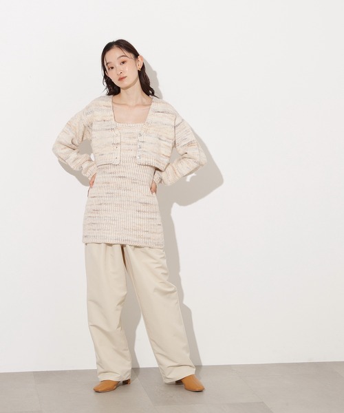 N.(N. Natural Beauty Basic)(エヌエヌナチュラルビューティーベーシック)の「ミックスカラーチュニック&ショートカーディガン(アンサンブル・レディース・チャコールグレー/ベージュ・MEDIUM)」の14枚目の写真