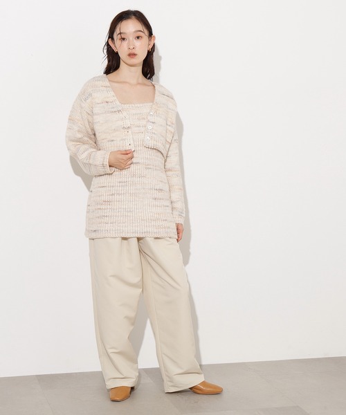 N.(N. Natural Beauty Basic)(エヌエヌナチュラルビューティーベーシック)の「ミックスカラーチュニック&ショートカーディガン(アンサンブル・レディース・チャコールグレー/ベージュ・MEDIUM)」の15枚目の写真