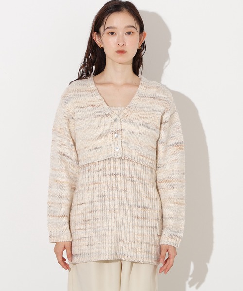 N.(N. Natural Beauty Basic)(エヌエヌナチュラルビューティーベーシック)の「ミックスカラーチュニック&ショートカーディガン(アンサンブル・レディース・チャコールグレー/ベージュ・MEDIUM)」の17枚目の写真