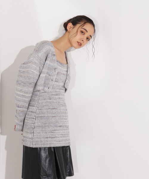 N.(N. Natural Beauty Basic)(エヌエヌナチュラルビューティーベーシック)の「ミックスカラーチュニック&ショートカーディガン(アンサンブル・レディース・チャコールグレー/ベージュ・MEDIUM)」の3枚目の写真