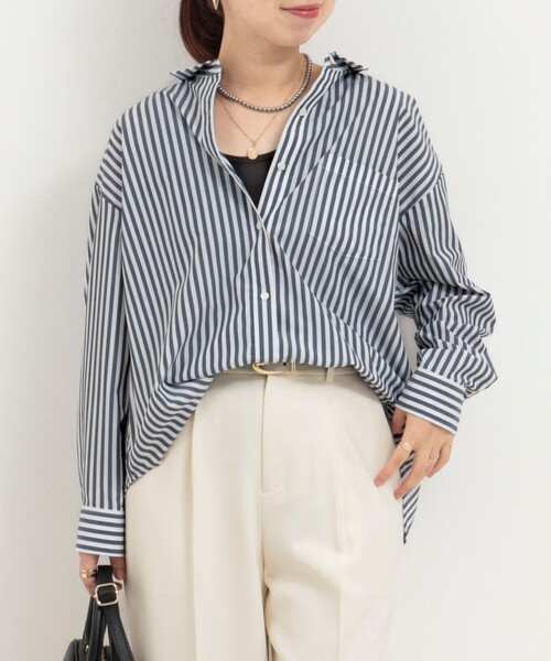 MICO COULIER(ミコクリエ)の「ブロードストライプ 3wayシャツ(シャツ/ブラウス・レディース・ブラック系その他/ブルー系その他・38)」の8枚目の写真