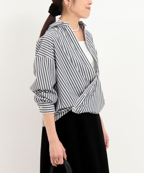 MICO COULIER(ミコクリエ)の「ブロードストライプ 3wayシャツ(シャツ/ブラウス・レディース・ブラック系その他/ブルー系その他・38)」の12枚目の写真
