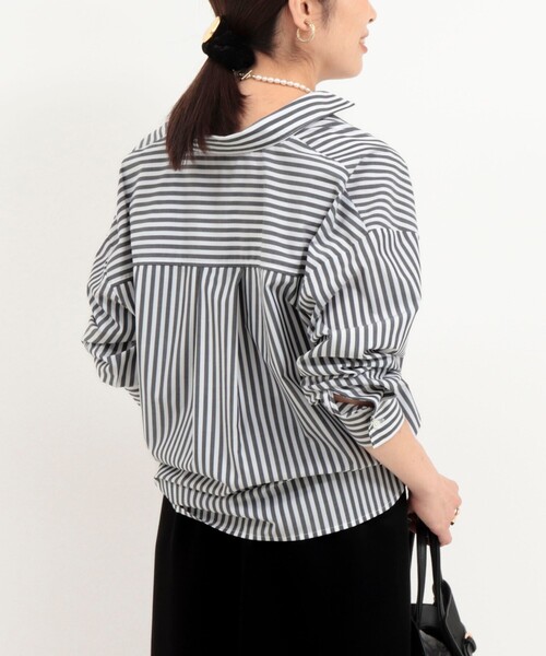 MICO COULIER(ミコクリエ)の「ブロードストライプ 3wayシャツ(シャツ/ブラウス・レディース・ブラック系その他/ブルー系その他・38)」の9枚目の写真