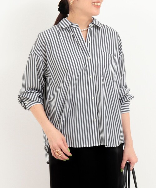 MICO COULIER(ミコクリエ)の「ブロードストライプ 3wayシャツ(シャツ/ブラウス・レディース・ブラック系その他/ブルー系その他・38)」の3枚目の写真
