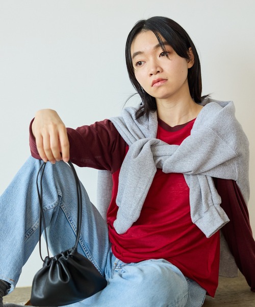 AO2（アオズ）の「シアー天竺ラグランプルオーバー（Tシャツ/カットソー・レディース・レッド/グレー・FREE）」の4枚目の写真