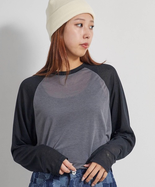 AO2（アオズ）の「シアー天竺ラグランプルオーバー（Tシャツ/カットソー・レディース・レッド/グレー・FREE）」の11枚目の写真