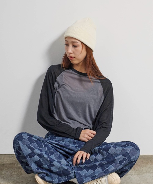 AO2（アオズ）の「シアー天竺ラグランプルオーバー（Tシャツ/カットソー・レディース・レッド/グレー・FREE）」の13枚目の写真