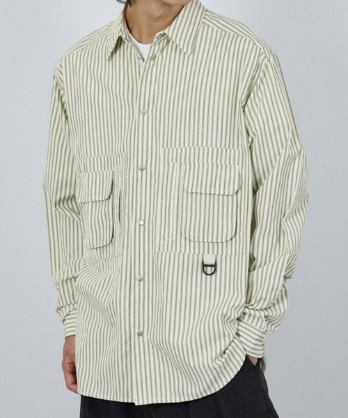 NAVY(ネイビー)の「【ユニセックス】nAvy 多ポケットルーズFITシャツ(シャツ/ブラウス・メンズ・グリーン系その他/ホワイト・XL/L/M)」の2枚目の写真