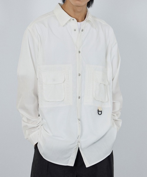 NAVY(ネイビー)の「【ユニセックス】nAvy 多ポケットルーズFITシャツ(シャツ/ブラウス・メンズ・グリーン系その他/ホワイト・XL/L/M)」の1枚目の写真
