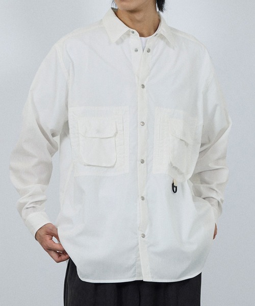 NAVY(ネイビー)の「【ユニセックス】nAvy 多ポケットルーズFITシャツ(シャツ/ブラウス・メンズ・グリーン系その他/ホワイト・XL/L/M)」の3枚目の写真