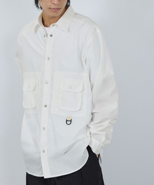 NAVY(ネイビー)の「【ユニセックス】nAvy 多ポケットルーズFITシャツ(シャツ/ブラウス・メンズ・グリーン系その他/ホワイト・XL/L/M)」の9枚目の写真