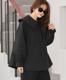 RUIRUE BOUTIQUE（ルイルエブティック）の「襟付き 中綿 キルティング Aラインコート ｜ アウター / コート / ロングコート / ノーカラーコート / エコダウン / ビッグカラーコート / キルティングコート（その他アウター）」