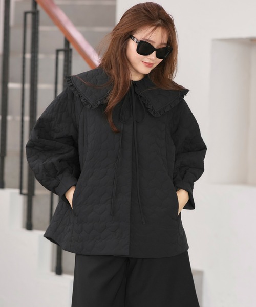 RUIRUE BOUTIQUE(ルイルエブティック)の「襟付き 中綿 キルティング Aラインコート | アウター / コート / ロングコート / ノーカラーコート / エコダウン / ビッグカラーコート / キルティングコート(その他アウター・レディース・ブラック/ネイビー・L/M)」の16枚目の写真