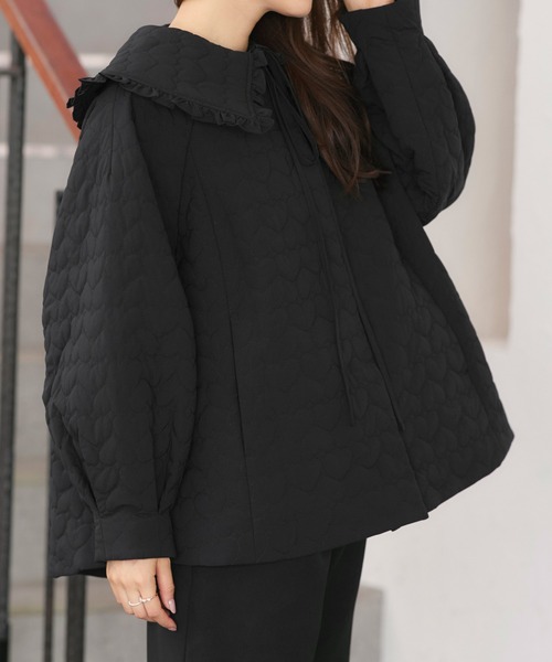 RUIRUE BOUTIQUE(ルイルエブティック)の「襟付き 中綿 キルティング Aラインコート | アウター / コート / ロングコート / ノーカラーコート / エコダウン / ビッグカラーコート / キルティングコート(その他アウター・レディース・ブラック/ネイビー・L/M)」の17枚目の写真