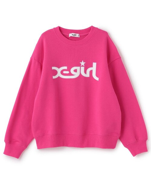 X-girl Stages（エックスガールステージス）の「ミルズロゴトレーナー（スウェット・キッズ・ラベンダー/スモークピンク/ブラック/トップグレー・110cm/120cm/140cm/130cm/90cm/100cm/80ｃｍ）」の4枚目の写真