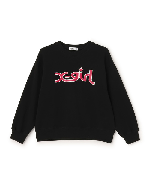X-girl Stages（エックスガールステージス）の「ミルズロゴトレーナー（スウェット・キッズ・ラベンダー/スモークピンク/ブラック/トップグレー・110cm/120cm/140cm/130cm/90cm/100cm/80ｃｍ）」の2枚目の写真