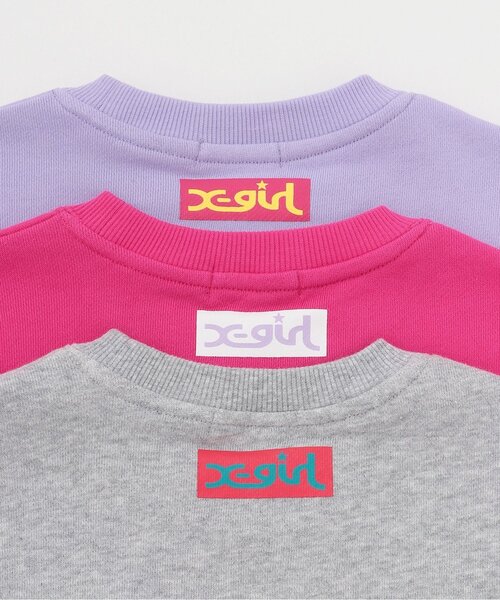 X-girl Stages（エックスガールステージス）の「ミルズロゴトレーナー（スウェット・キッズ・ラベンダー/スモークピンク/ブラック/トップグレー・110cm/120cm/140cm/130cm/90cm/100cm/80ｃｍ）」の8枚目の写真