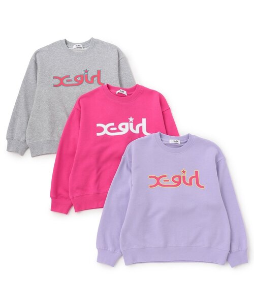 X-girl Stages（エックスガールステージス）の「ミルズロゴトレーナー（スウェット・キッズ・ラベンダー/スモークピンク/ブラック/トップグレー・110cm/120cm/140cm/130cm/90cm/100cm/80ｃｍ）」の11枚目の写真