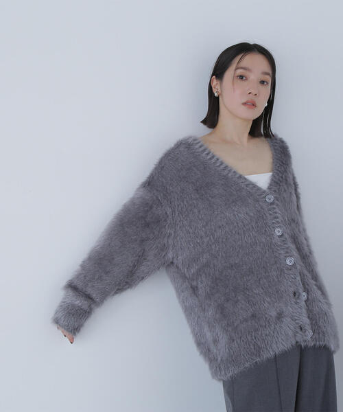 NATURAL BEAUTY BASIC(ナチュラルビューティーベーシック)の「◇ヘアリーラメニットシリーズ Vネックカーディガン(カーディガン/ボレロ・レディース・オレンジ/ベージュ/チャコールグレー・FREE)」の8枚目の写真