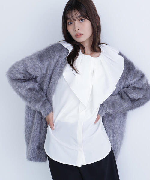 NATURAL BEAUTY BASIC(ナチュラルビューティーベーシック)の「◇ヘアリーラメニットシリーズ Vネックカーディガン(カーディガン/ボレロ・レディース・オレンジ/ベージュ/チャコールグレー・FREE)」の12枚目の写真