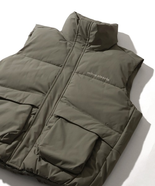 mihns closet（ミンズクローゼット）の「【mihns closet/ミンズクローゼット】 スタンドカラー パデッド ストレッチ ユーティリティポケット ベスト（ダウンベスト・メンズ・ブラック/ブラック系その他2/オフホワイト/セージグリーン/ブラック系その他/ネイビー/クリアブラック/ベージュ・S/M/L/LL）」の12枚目の写真