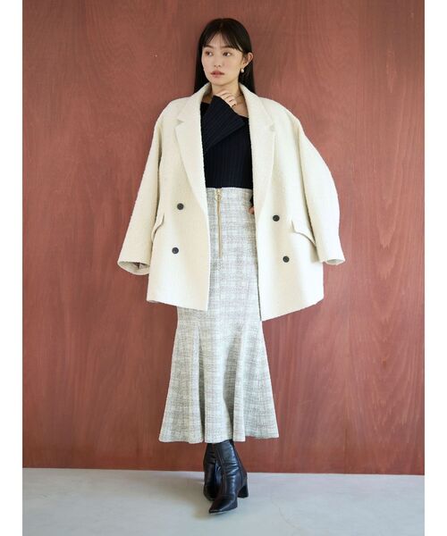 LAGUNAMOON(ラグナムーン)の「カットツイードフロントZIPスカート(スカート・レディース・アイボリー/ブラック・SMALL/MEDIUM)」の16枚目の写真