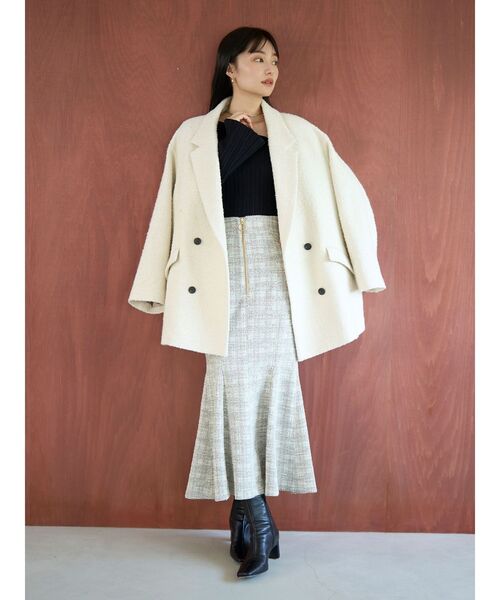 LAGUNAMOON(ラグナムーン)の「カットツイードフロントZIPスカート(スカート・レディース・アイボリー/ブラック・SMALL/MEDIUM)」の15枚目の写真