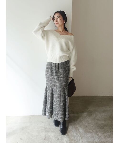 LAGUNAMOON(ラグナムーン)の「カットツイードフロントZIPスカート(スカート・レディース・アイボリー/ブラック・SMALL/MEDIUM)」の18枚目の写真