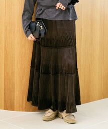 《WEB限定アイテム》ベロアプリーツスカート
