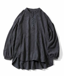 リブ イン コンフォート シックに華やぐ ボタニカルコットンジャカードブラウス