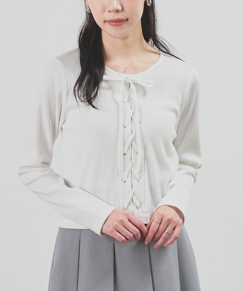 セール】レースアップトップス（Tシャツ/カットソー）｜Honeys