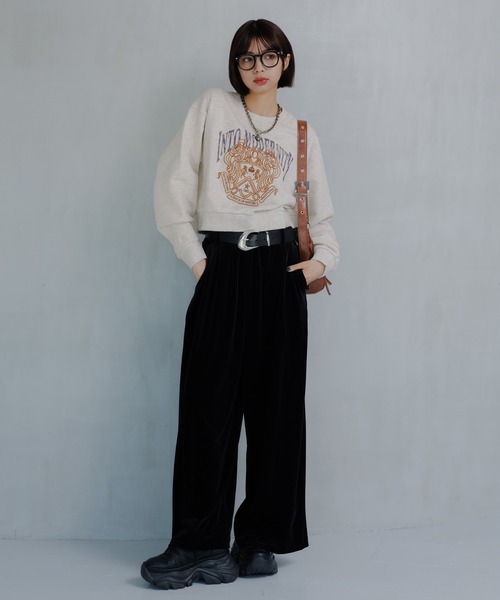 サイドタックルーズベロアパンツ/イージーパンツ【4color・2size