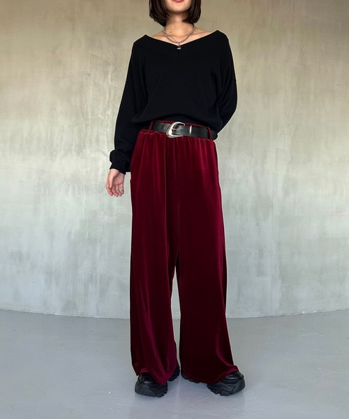 PAGEBOY(ページボーイ)の「サイドタックルーズベロアパンツ/イージーパンツ【4color・2size】(その他パンツ・レディース・ブラック/ブラウン/レッド/ベージュ・SMALL/MEDIUM)」の17枚目の写真