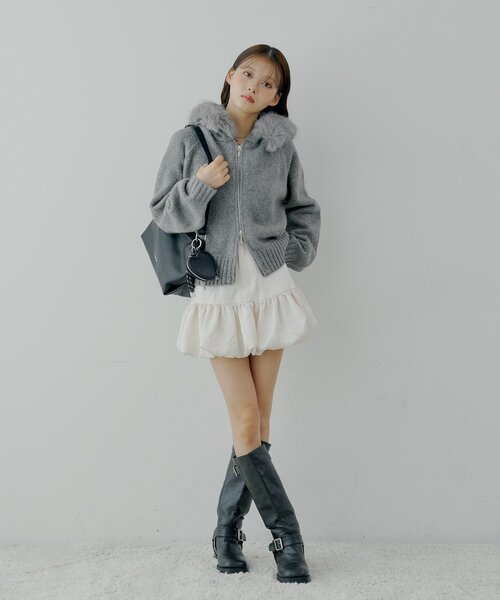 Chico(チコ)の「【SALON by Chico】フードファーWジップニットカーディガン(ニット/セーター・レディース・チャコールグレー/ベージュ/アイボリー/ピンク・FREE)」の22枚目の写真