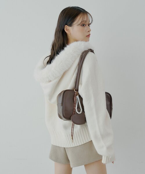 SALON by Chico】フードファーWジップニットカーディガン（ニット