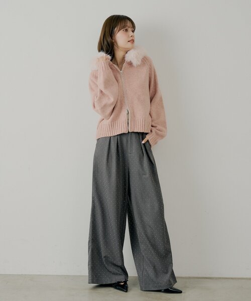 【SALON by Chico】 フードファーWジップニットカーディガン SALON by Chico】フードファーWジップニットカーディガン | Chico(チコ
