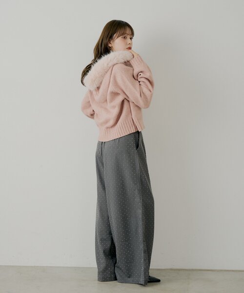 SALON by Chico】フードファーWジップニットカーディガン（ニット