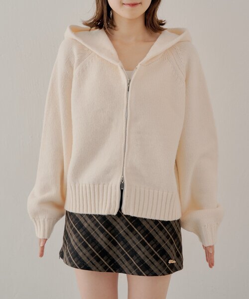 SALON by Chico】フードファーWジップニットカーディガン（ニット