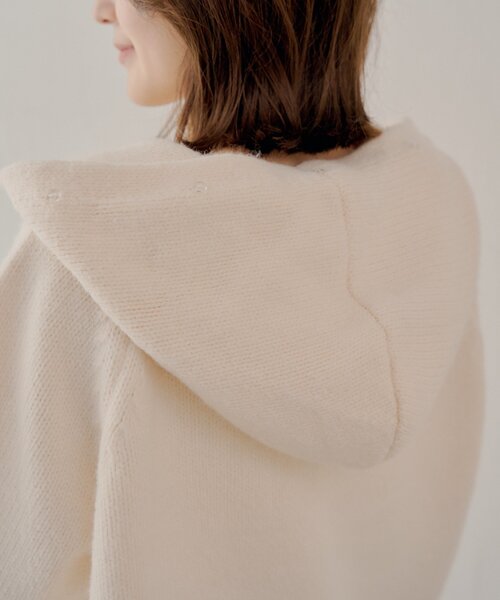 SALON by Chico】フードファーWジップニットカーディガン（ニット