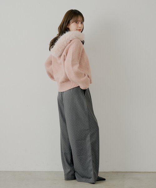 SALON by Chico】フードファーWジップニットカーディガン（ニット