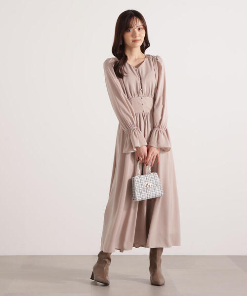 PROPORTION BODY DRESSING(プロポーションボディドレッシング)の「クルミ釦付きギャザーワンピース / 1215240110(ワンピース・レディース・ベージュ/ピンク/ブラック系その他・MEDIUM/P/S/SMALL)」の19枚目の写真