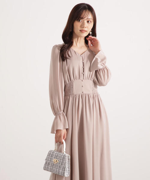 PROPORTION BODY DRESSING(プロポーションボディドレッシング)の「クルミ釦付きギャザーワンピース / 1215240110(ワンピース・レディース・ベージュ/ピンク/ブラック系その他・MEDIUM/P/S/SMALL)」の18枚目の写真